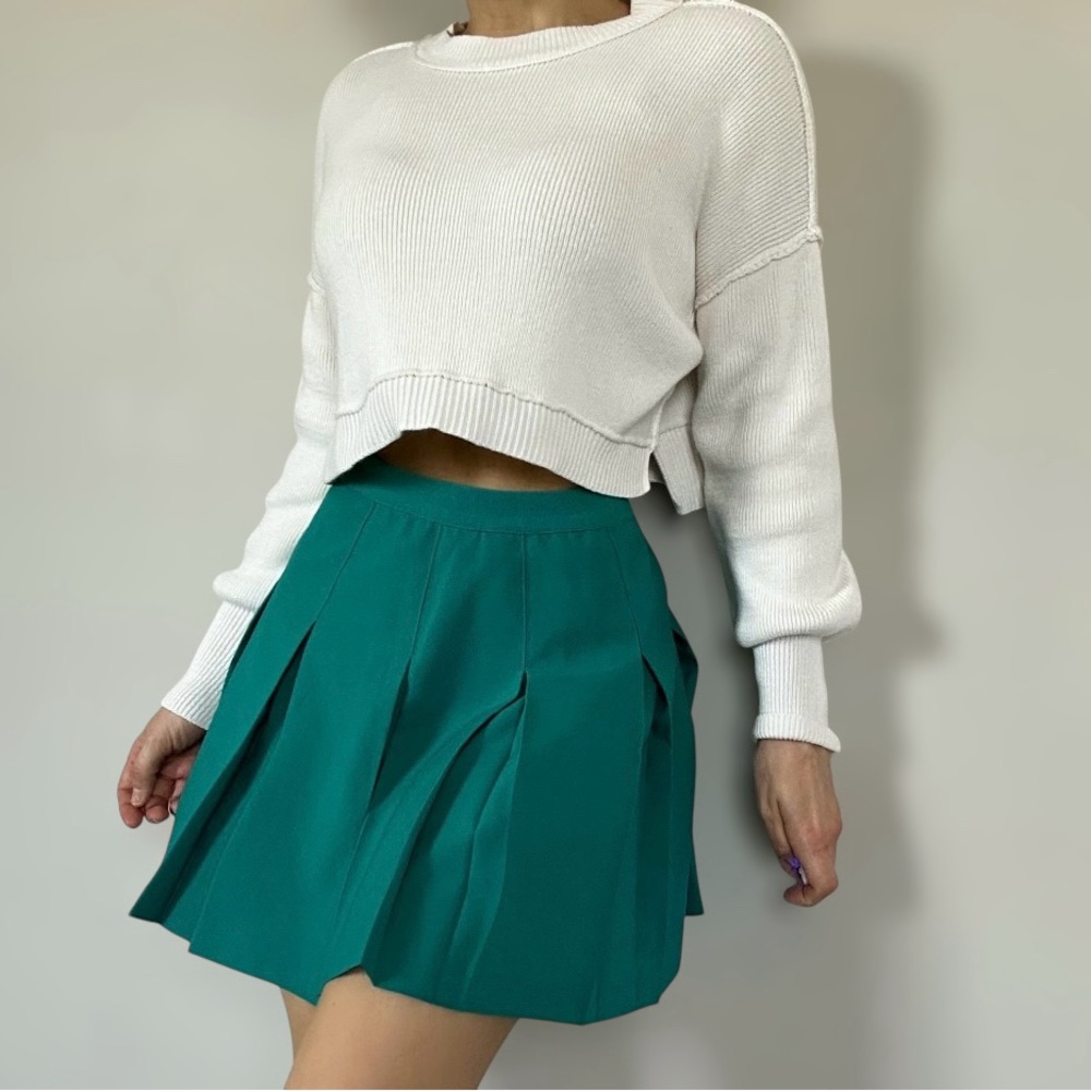 Hanasport Vintage 1980's Teal Pleated Tennis Mini Skirt - Size 10